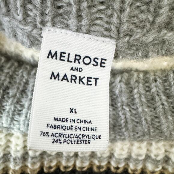 Grandpa Fisherman Striped Chunky Knit Sweater Gray Tan Cream Casual sz XL NWT - Picture 7 of 10